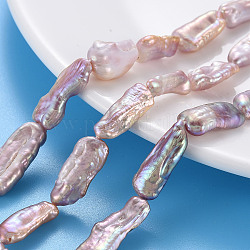 Naturali keshi perline perle fili, perla d'acqua dolce coltivata, pepite, lavanda, 15~34x6~12x4~7mm, Foro: 0.6 mm, circa 14~20pcs/filo, 14.96 pollice (38 cm)