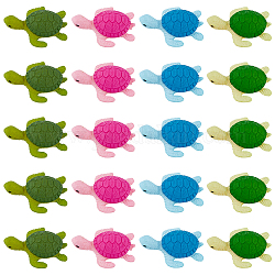 SuperZubehör 20 Stück Meeresschildkröten-Dekoration aus PVC und Kunstharz im 4-Stil, für fleischige Bonsai-Auslagendekoration, Mischfarbe, 30x23x9 mm, 5pcs / style