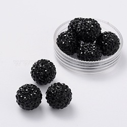 Grade A Rhinestone Pave Disco Ball Beads, for Unisex Jewelry Making, Round, Jet, PP7(1.35~1.4mm), 6mm, Hole: 0.8mm
