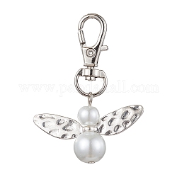 Perles de verre avec pendentifs en alliage, ange, blanc, 55mm