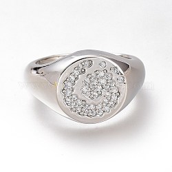 Латунные кольца из манжеты с прозрачным цирконием, открытые кольца, долговечный, вихревые, платина, размер США 6 3/4, внутренний диаметр: 17 мм
