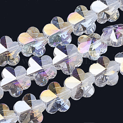 Perles en verre electroplate, de couleur plaquée ab , facette, prunier, clair ab, 13x13.5x8.5mm, Trou: 1mm