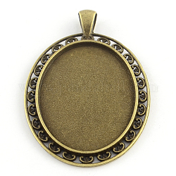 Supports de pendentif de cabochon oval de style tibétain en alliage, Sans cadmium & sans nickel & sans plomb, bronze antique, Plateau: 40x30 mm, 58x39.5x2.5mm, Trou: 7x4mm