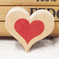 Бумажные подарочные бирки, бирки, для декоративно-прикладного искусства, на день святого валентина, благодарение, сердце с словом спасибо, деревесиные, 32x39x0.4 мм, отверстие : 4 мм