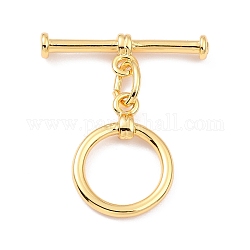 Rack Plating Brass Toggle Clasps, Long-Lasting Plated, Ring, Real 18K Gold Plated, Ring: 18x14x2mm, Hole: 1.8mm, Bar: 24x7x3mm, Hole: 1.8mm