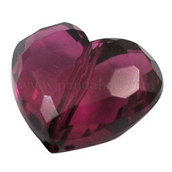Abalorios de acrílico transparentes, corazón, púrpura, aproximamente 25 mm de largo, 28.5 mm de ancho, 16 mm de espesor, agujero: 3 mm