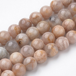 Natürliche sunstone Perlen Stränge, Runde, 8x7.5 mm, Bohrung: 1 mm, ca. 46~49 Stk. / Strang, 15.5 Zoll