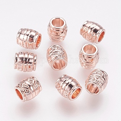 Alloy European Beads, Large Hole Beads, Column, Rose Gold, 8x7.5mm, Hole: 4.5mm