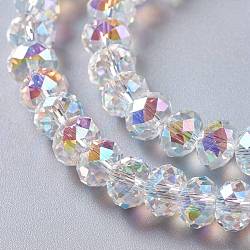 Perle di cristallo austriache imitazione di vetro, rondelle sfaccettato, chiaro ab, 8x6mm, Foro: 1.4 mm