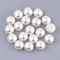ABS Plastic Imitation Pearl Beads, Half Drilled, Dome/Half Round, Beige, 8x5.5mm, Half Hole: 1mm, about 2000pcs/bag