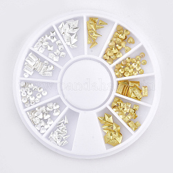 Латунные кабошоны, ногтей декоративные аксессуары, разнообразные, золотой и серебряный, 2~5x2~3x0.5 мм