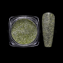 Arte de uñas polvo brillo, cielo estrellado / efecto espejo, decoración brillante de uñas, verde lima, cuadro: 30x30x16.5 mm