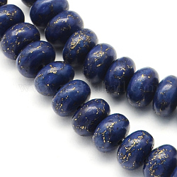 Fili di perline rondelle di turchese sintetico tinto, blu notte, 8x5mm, Foro: 1 mm, circa 76pcs/filo, 15.4 pollice~16.5 pollici