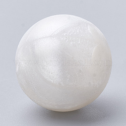 Perle di silicone ecologiche per uso alimentare, tondo, neve, 14~15mm, Foro: 2 mm