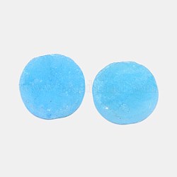 Гальванизирует естественно druzy кристально кабошоны, плоско-круглые, окрашенные, Небесно-голубой, 16x4~9 мм