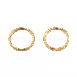 304 anelli portachiavi in ​​acciaio inox, anelli di salto a doppio anello, oro, 8x1.5mm, diametro interno: 6.5mm, singolo filo: 0.7mm