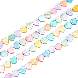 Chgcraft 2 brins de perles de coquille d'eau douce naturelles galvanisées brins, teinte, cœur, couleur mixte, 10x10.5x3mm, Trou: 0.8mm, Environ 34 pcs/chapelet, 13.78 pouce ~ 13.98 pouces (35~35.5 cm)