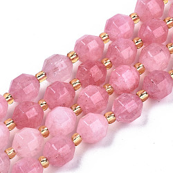 Fili di perline naturali di dolomite, sfaccettato, tinto, tondo, perla rosa, 8x8mm, Foro: 1.2 mm, circa 33pcs/filo, 15.16 pollice ~ 15.35 pollici (38.5 cm ~ 39 cm)