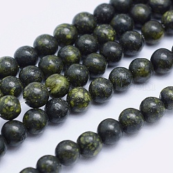 Natürliche Serpentin / grüne Spitze Stein Perlen Stränge, Runde, 10 mm, Bohrung: 1 mm, ca. 37 Stk. / Strang, 14.5 Zoll (37 cm)