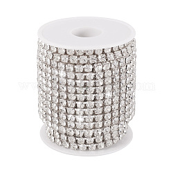 Cadenas de strass Diamante de imitación de bronce, cadenas de copa de rhinestone de una fila, con carrete, plata, 5mm, aproximamente 10 yardas / rodillo