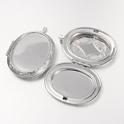 Scolpito in ottone ovale medaglione grandi ciondoli, platino, vassoio: 34x25mm, 52x39x9mm, Foro: 2x5 mm