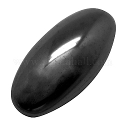 Немагнитные синтетические гематит кабошоны, овальные, чёрные, 7x14x4.2 мм