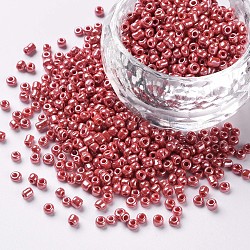 Perline semi di vetro, colori opachi , tondo, cremisi, 2mm, Foro: 1 mm, circa 30000pcs/libbra