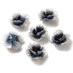 Tappo di perline di fiori, per la creazione di gioielli fai da te, nero, 25~27x11~13mm, Foro: 1~1.4 mm