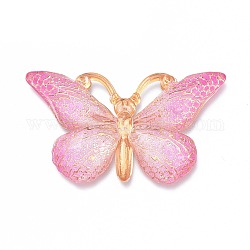 Пластиковые подвески градиентного цвета, бабочка, розовые, 38x22.5x5.5 мм, отверстие : 1.2 мм