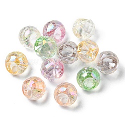 Placage de couleur ab perles acryliques irisées, facette, ronde, couleur mixte, 13x13.5x12.5mm, Trou: 3mm