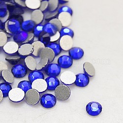 Glass Flat Back Rhinestone, Grade A, Back Plated, Faceted, Half Round, Cobalt, 7.1~7.3mm, about 288pcs/bag