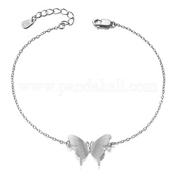 Bracelet à maillons en argent sterling plaqué rhodium au design unique Shegrace, avec papillon (rallonges de chaîne de style aléatoire), platine, 925 pouce (6-3/4 cm)