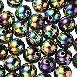 Placcatura uv perline acriliche iridescenti arcobaleno, trafila, tondo, nero, 15.5x15mm, Foro: 2.7 mm