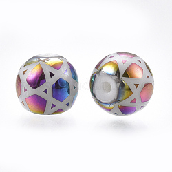 Perles en verre electroplate, ronde, colorées, 8mm, trou: 1 mm, 300 PCs / sac