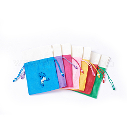 Bolsas de embalaje de seda, bolsas de cordón, color mezclado, 19.2~19.6x11.8~12.2 cm