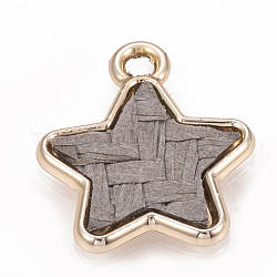 Alloy Pendants, with Paper, Star, Golden, Dark Gray, 16.5x14x1.5mm, Hole: 1.5mm