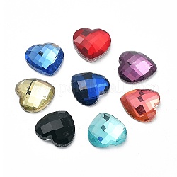 K9 cabujones de vidrio, facetados, corazón, color mezclado, 14x14x4mm