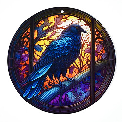 Panneau de fenêtre en acrylique teinté avec chaîne, Pour fenêtre suncatcher maison ornements suspendus, oiseau, 200x200mm