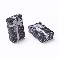 Collana scatole di cartone con bowknot e spugna all'interno, per collane e ciondoli, rettangolo, nero, 8x5x2.5cm