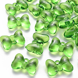 Ciondoli arilico trasparente, bowknot, verde, 21x29x10.5mm, Foro: 2.5 mm, circa 118pcs/500g