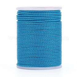 Круглый вощеный полиэфирный шнур, тайваньский вощеный шнур, витой шнур, голубой, 1 мм, около 12.02 ярда (11 м) / рулон
