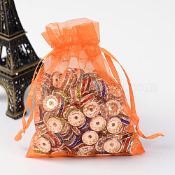 Sacs-cadeaux en organza avec cordon de serrage, pochettes à bijoux, fête de mariage cadeaux de noël sacs-cadeaux, rouge-orange, 12x9 cm