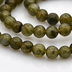Round Natural Labradorite Beads Strands, 6mm, Hole: 1mm, about 61pcs/strand, 15.7 inch