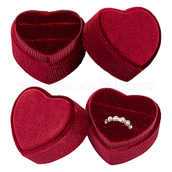 Scatola per anelli in velluto nbeads, cuore, rosso scuro, 2x2-1/4x1-7/8 pollice (5x5.6x4.7 cm)