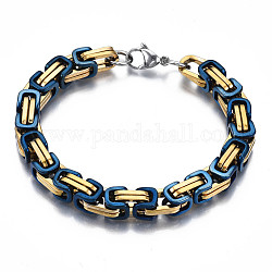 Ионное покрытие (ip) двухцветный византийский браслет-цепочка из нержавеющей стали 201 для мужчин и женщин, реальный 18k позолоченный, темно-синий, 8-1/2 дюйм (21.5 см)