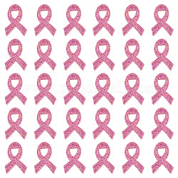 Fingerinspire 30 Stück rosafarbene Band-Brustkrebs-Bewusstseins-Stoffflicken, 1.1x1.65,[1] cm, rosafarbene Strass-Applikationen, Aufnäher, Bandflicken, Applikationen zum Nähen von Kleidung, Kleidern, Hüten, Jeans, DIY-Zubehör