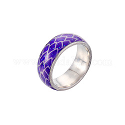 Anillo de dedo esmaltado luminoso que brilla en la oscuridad, anillos de acero inoxidable para mujer, Violeta Azul, nosotros tamaño 9 (18.9 mm)