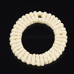 Colgantes de la resina, patrón de mimbre tejido de imitación, anillo, cornsilk, 40x38.5x5mm, agujero: 2 mm