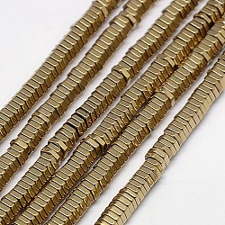 Electroplate non magnetici ematite sintetico fili di perline, esagono, grado a, oro placcato, 2x1mm, Foro: 1 mm, circa 400pcs/filo, 16 pollice