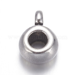 Charm Carrier Tibetan Silver Drum Pendant Tube Bails, Loop Bails, Lead Free & Cadmium Free, Antique Silver, about 5.8mm wide, 4.5mm in diameter, Hole: 3mm